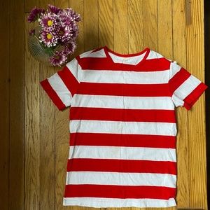 Red and white striped Waldo tee